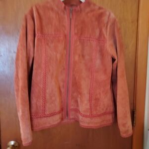 Cabela's Women's 100% Genuine Leather Jacket in Rust With Crochet Embellishment